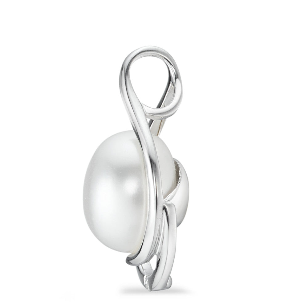 Pendant 18k White Gold Diamond White, 0.01 ct, brilliant, w-si Freshwater pearl