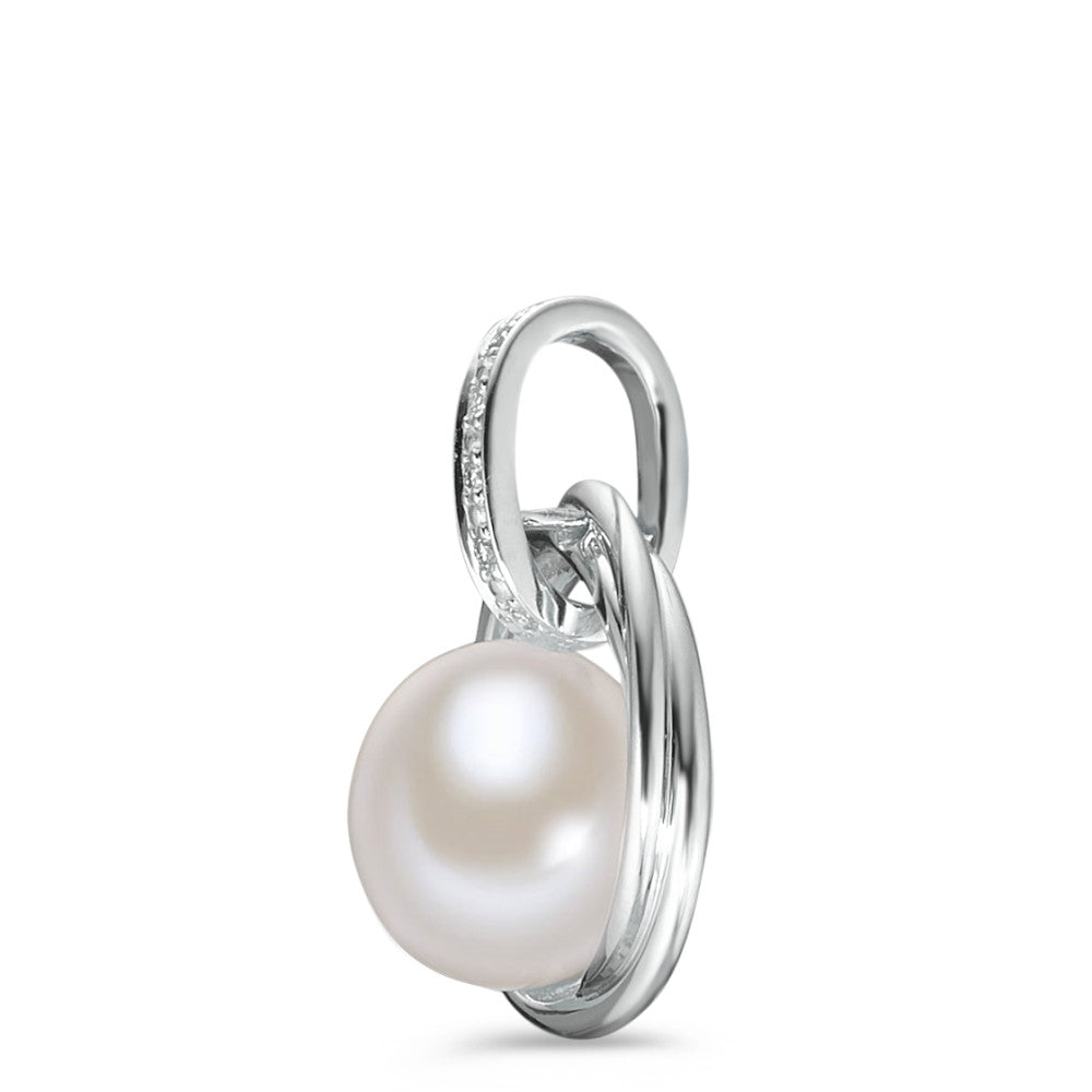 Pendant 18k White Gold Diamond White, 0.03 ct, 6 Stones, brilliant, w-si Freshwater pearl