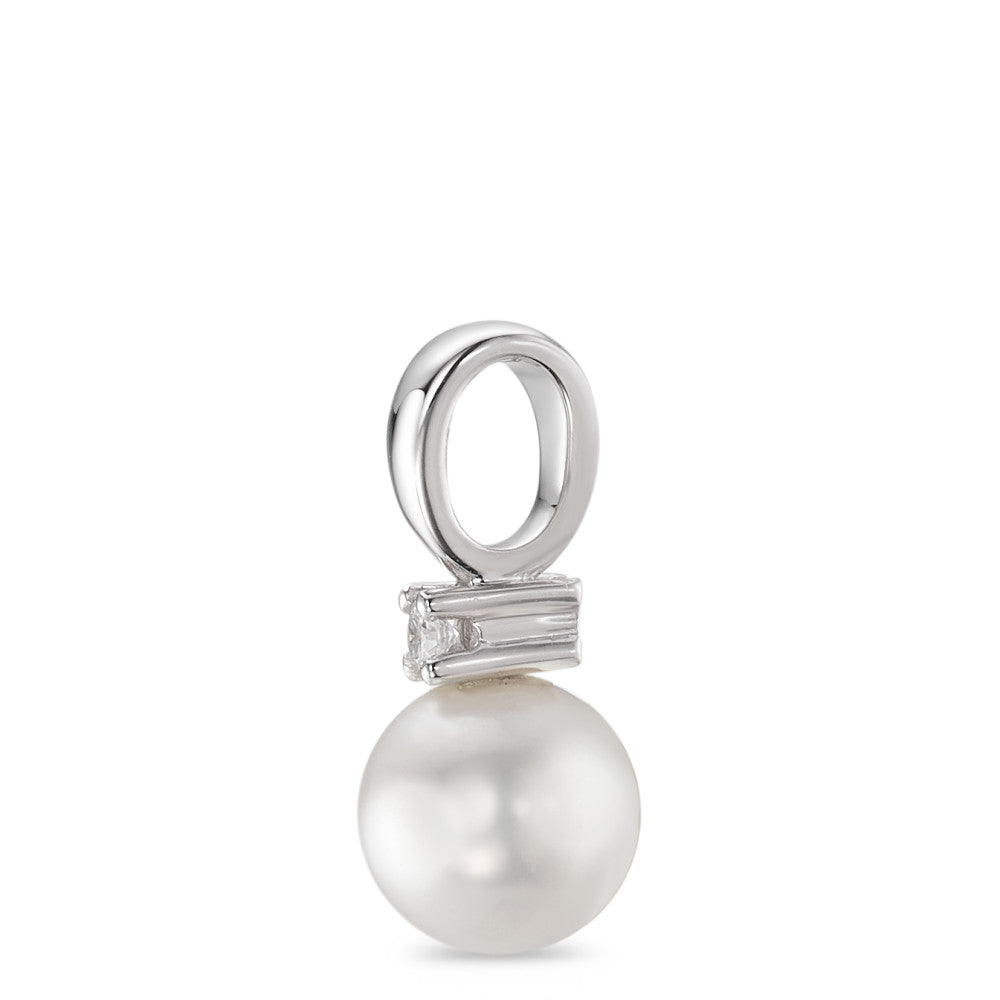 Pendant 18k White Gold Diamond White, 0.025 ct, brilliant, w-si Freshwater pearl