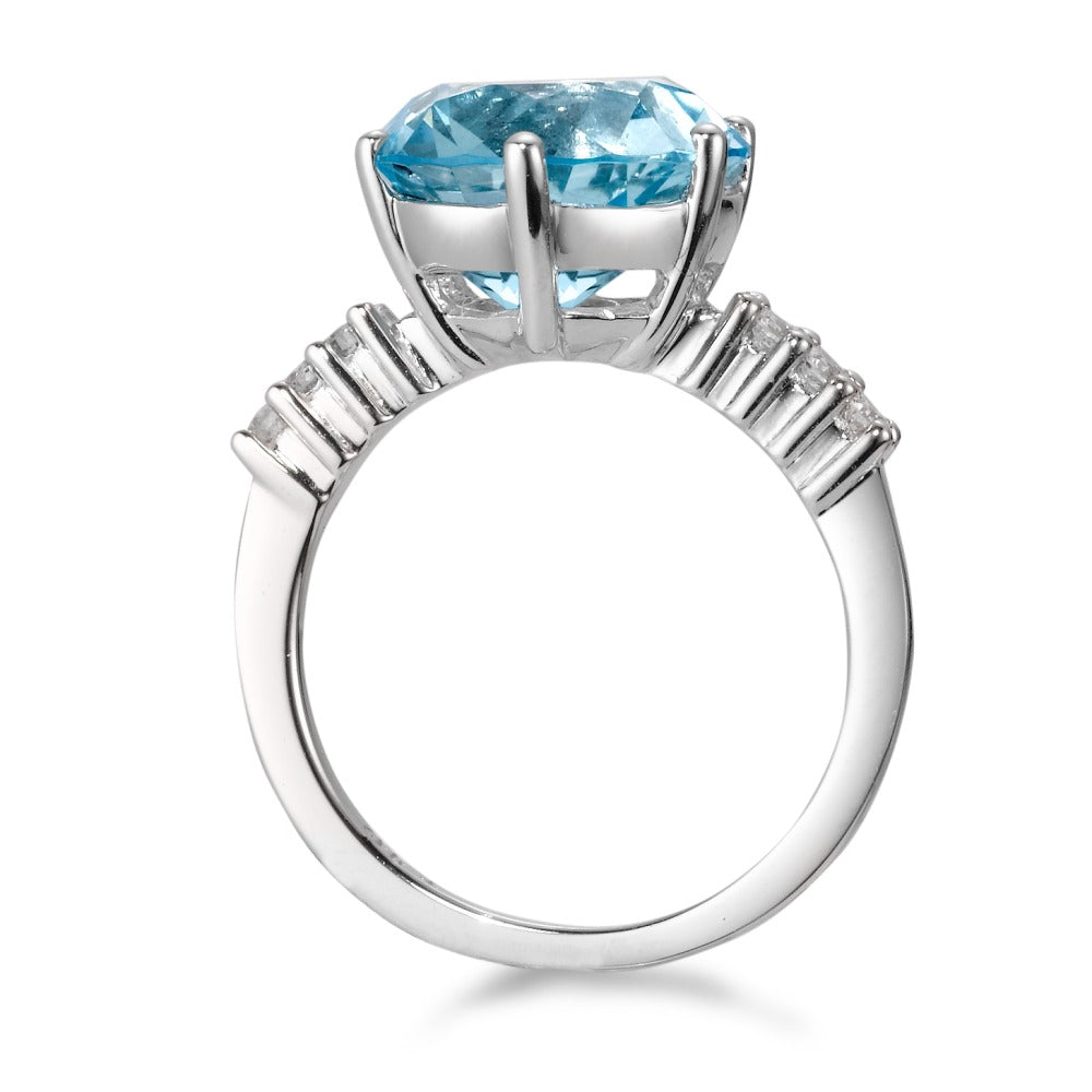 Ring 18k White Gold Topaz Blue, 0.12 ct, 6 Stones, brilliant, w-si