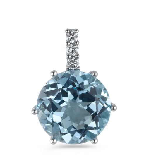 Pendant 18k White Gold Topaz Blue, 0.09 ct, 3 Stones, brilliant, w-si