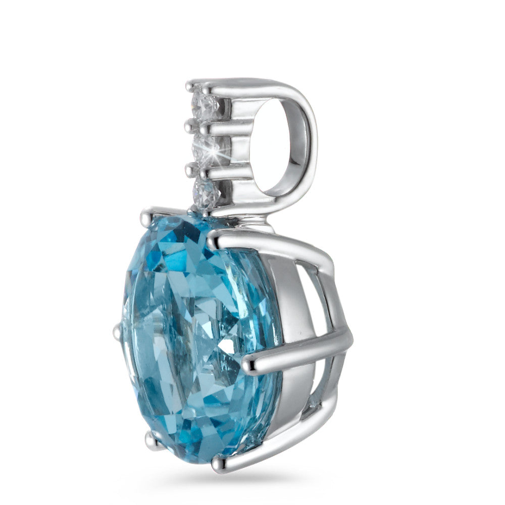 Pendant 18k White Gold Topaz Blue, 0.09 ct, 3 Stones, brilliant, w-si