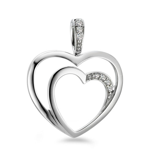 Pendant 18k White Gold Diamond White, 0.035 ct, 7 Stones, brilliant, w-si Heart