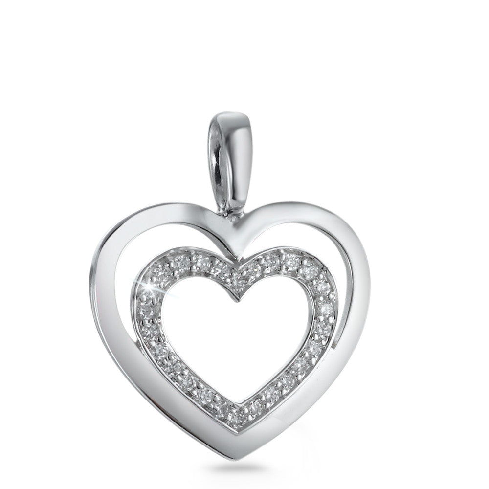 Pendant 18k White Gold Diamond White, 0.11 ct, 26 Stones, brilliant, w-si Heart