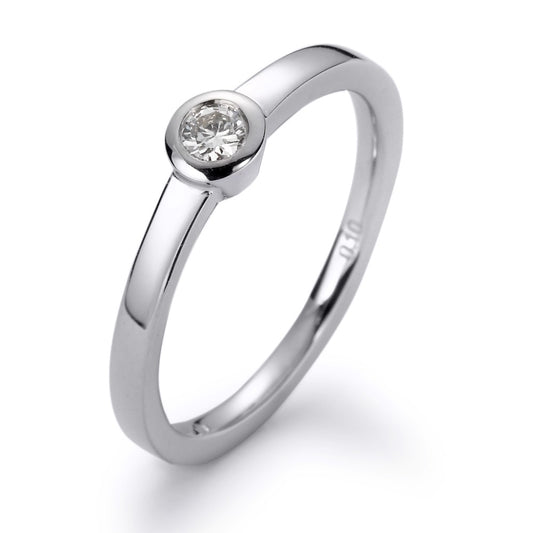 Solitaire ring 18k White Gold Diamond White, 0.10 ct, brilliant, w-si