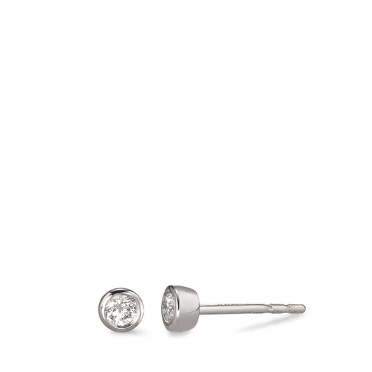 Stud earrings 18k White Gold Diamond White, 0.15 ct, 2 Stones, brilliant, w-si Ø4 mm