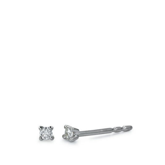 Stud earrings 18k White Gold Diamond White, 0.05 ct, 2 Stones, brilliant, w-si Ø2 mm