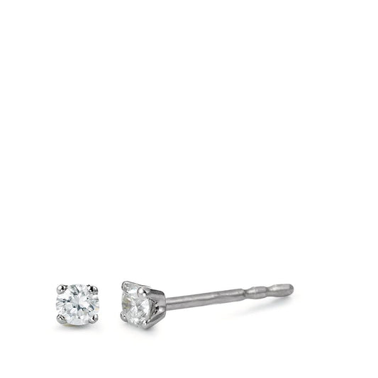 Stud earrings 18k White Gold Diamond White, 0.15 ct, 2 Stones, brilliant, w-si Ø2.5 mm