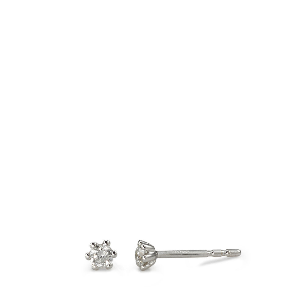 Stud earrings 18k White Gold Diamond White, 0.15 ct, 2 Stones, brilliant, w-si Ø3.5 mm