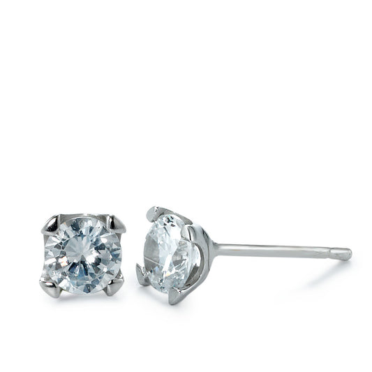 Stud earrings 18k White Gold Zirconia 2 Stones