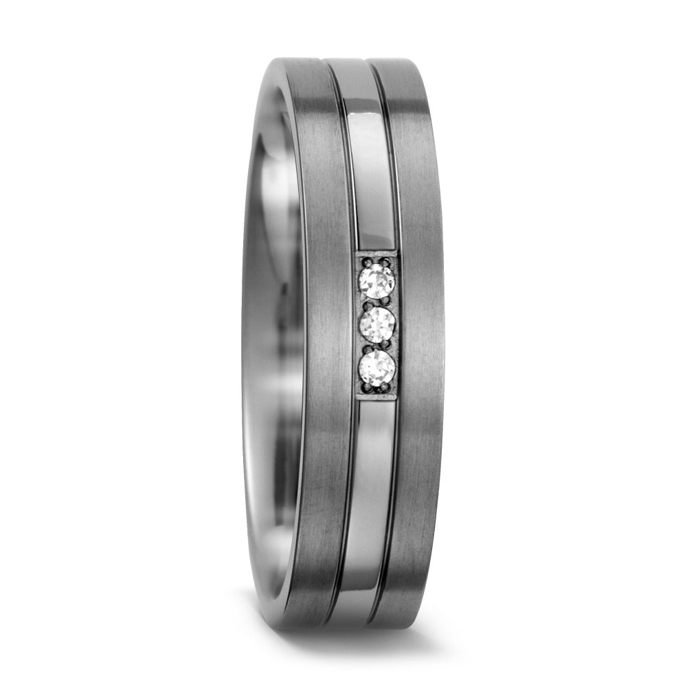 Wedding Ring Titanium Zirconia White, 3 Stones