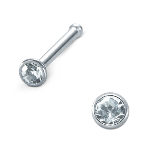 Nose Stud Stainless steel Zirconia White Ø2.3 mm