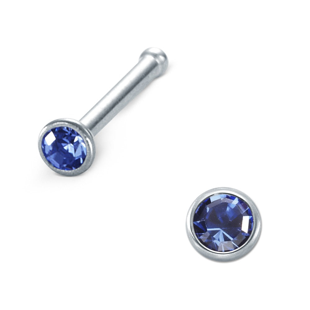 Nose Stud Stainless steel Zirconia Blue Ø2.3 mm