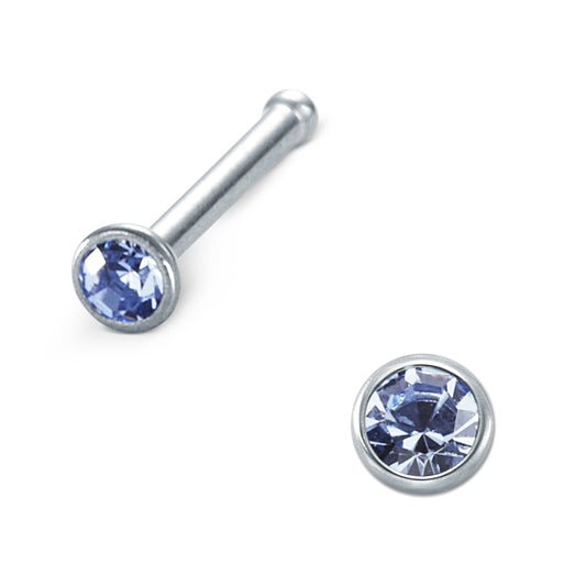 Nose Stud Stainless steel Zirconia Blue Ø2.3 mm