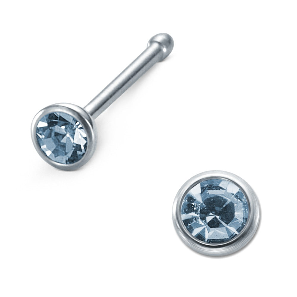 Nose Stud Stainless steel Zirconia Aqua Ø2.5 mm