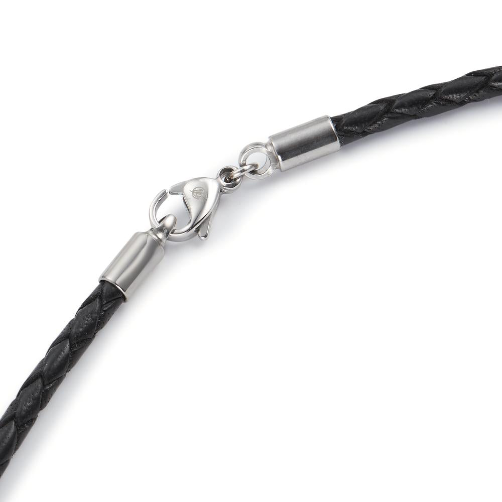 Necklace Leather, Stainless steel 42 cm Ø3 mm