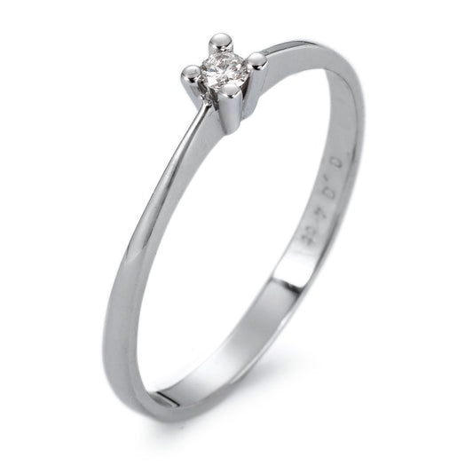 Solitaire ring 18k White Gold Diamond White, 0.04 ct, si Rhodium plated