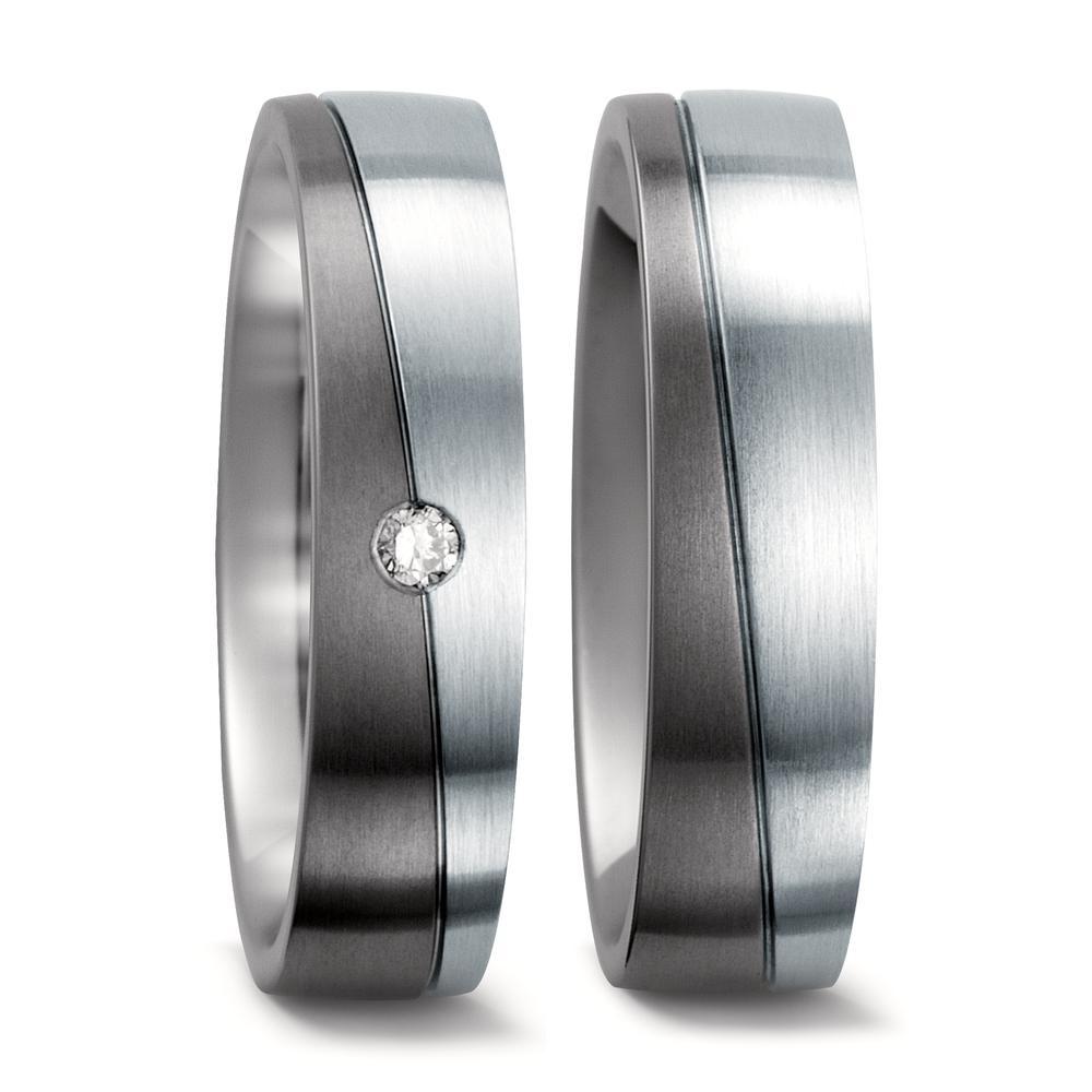 Wedding Ring Titanium, Stainless steel Diamond 0.03 ct, w-si