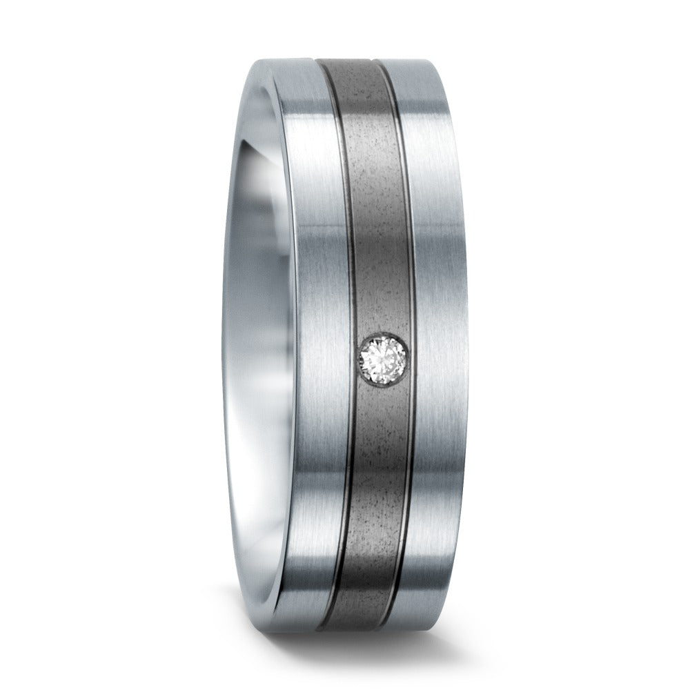 Ring Titanium, Stainless steel Diamond 0.02 ct, w-si