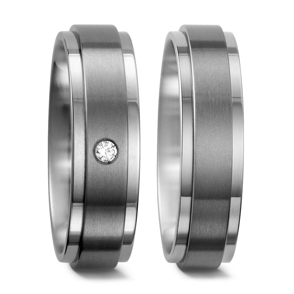 Wedding Ring Titanium Diamond 0.03 ct, w-si