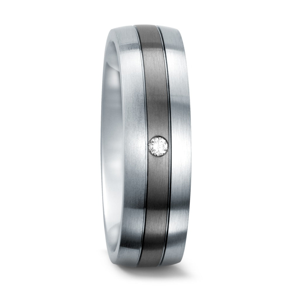 Wedding Ring Titanium, Stainless steel Diamond 0.02 ct, w-si