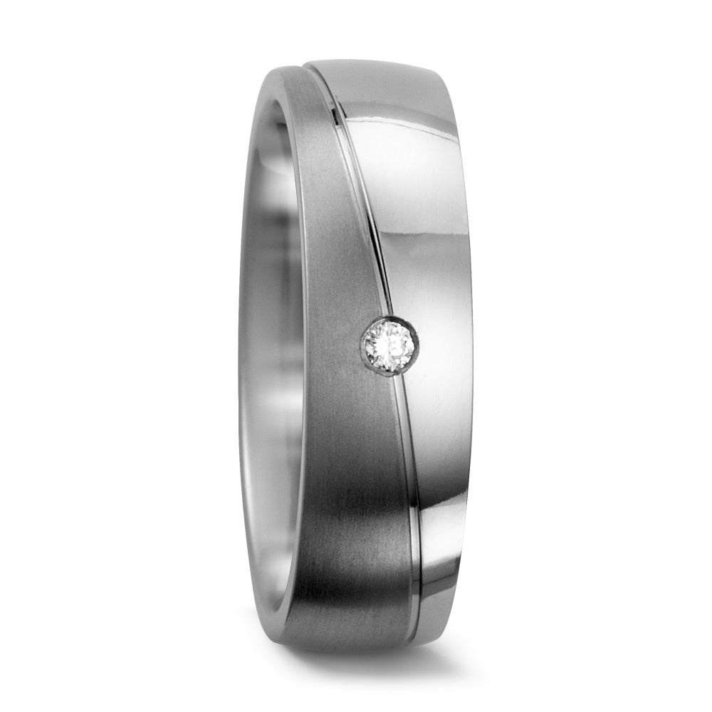 Wedding Ring Titanium Diamond 0.03 ct, w-si