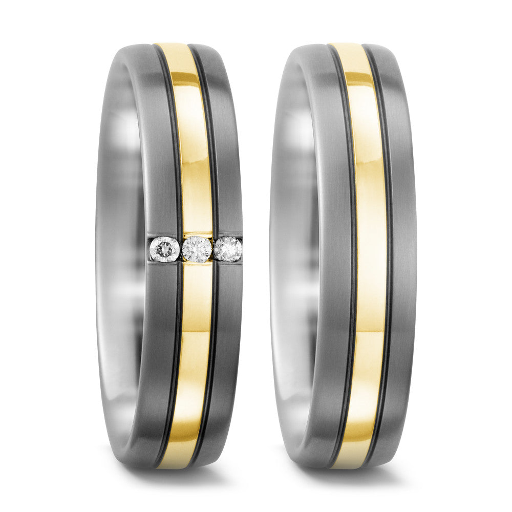 Wedding Ring Titanium, 18k Yellow Gold