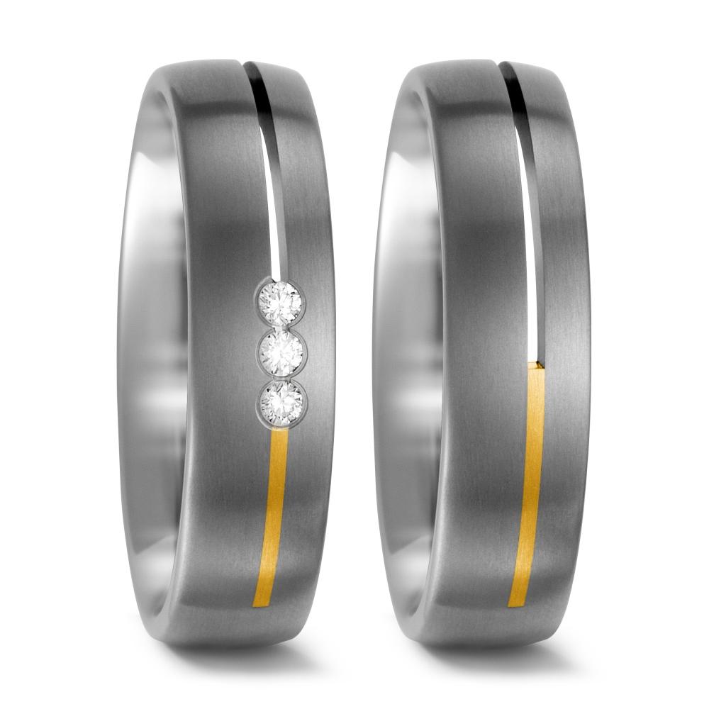 Wedding Ring Titanium, 18k Yellow Gold