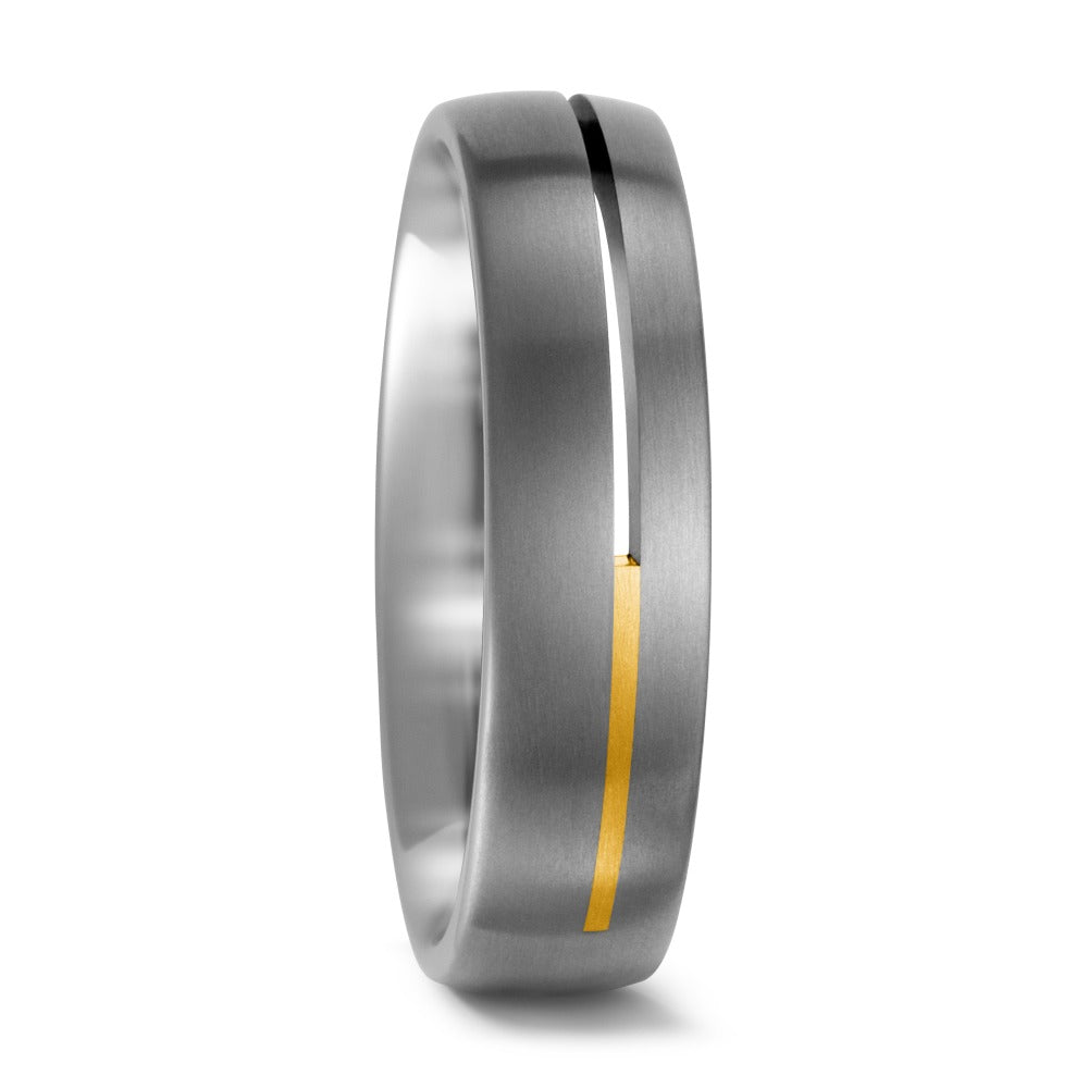 Wedding Ring Titanium, 18k Yellow Gold