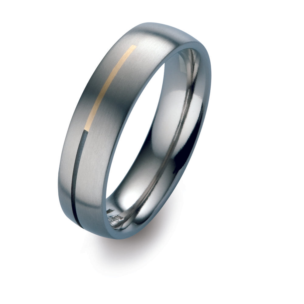 Wedding Ring Titanium, 18k Yellow Gold