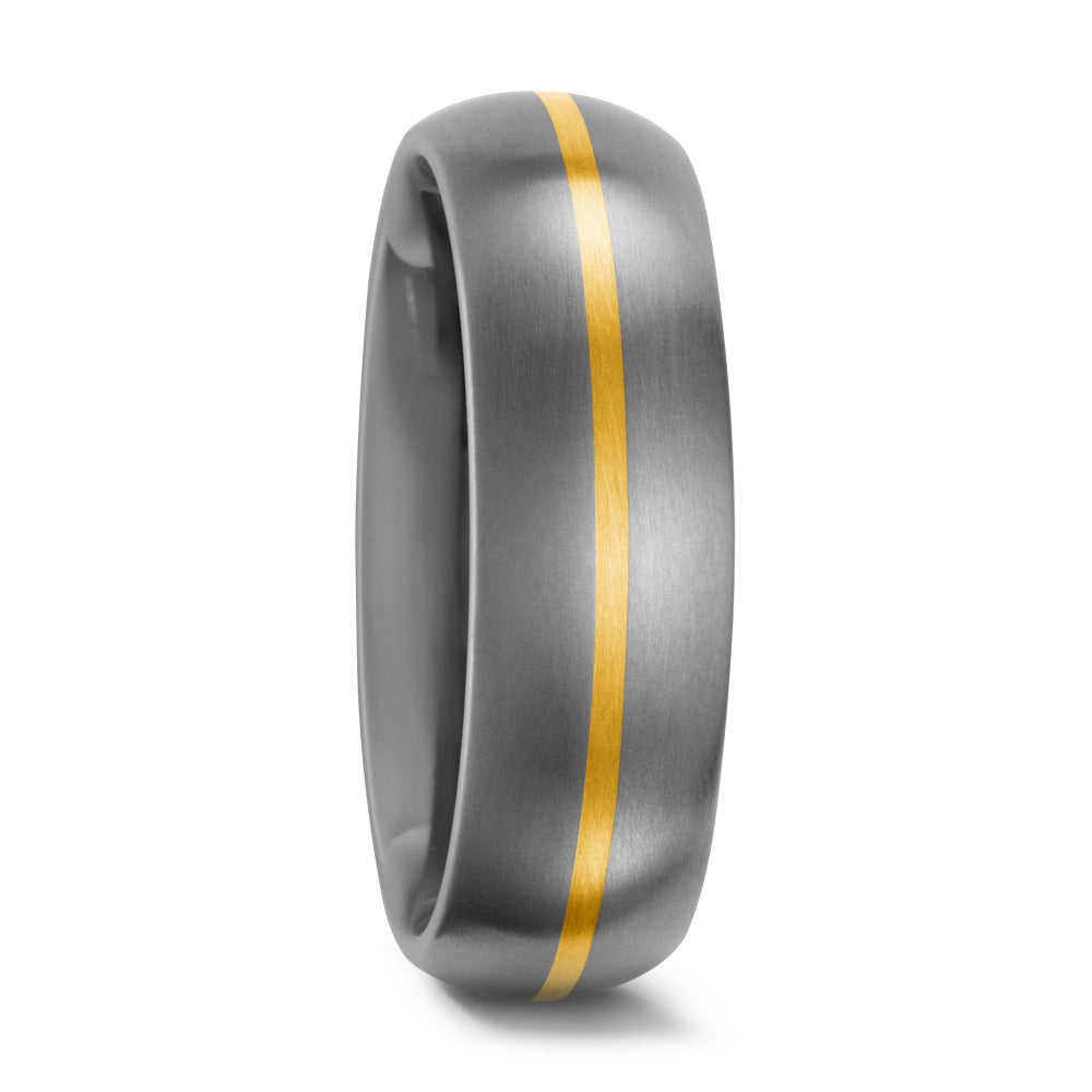 Wedding Ring Titanium, 18k Yellow Gold