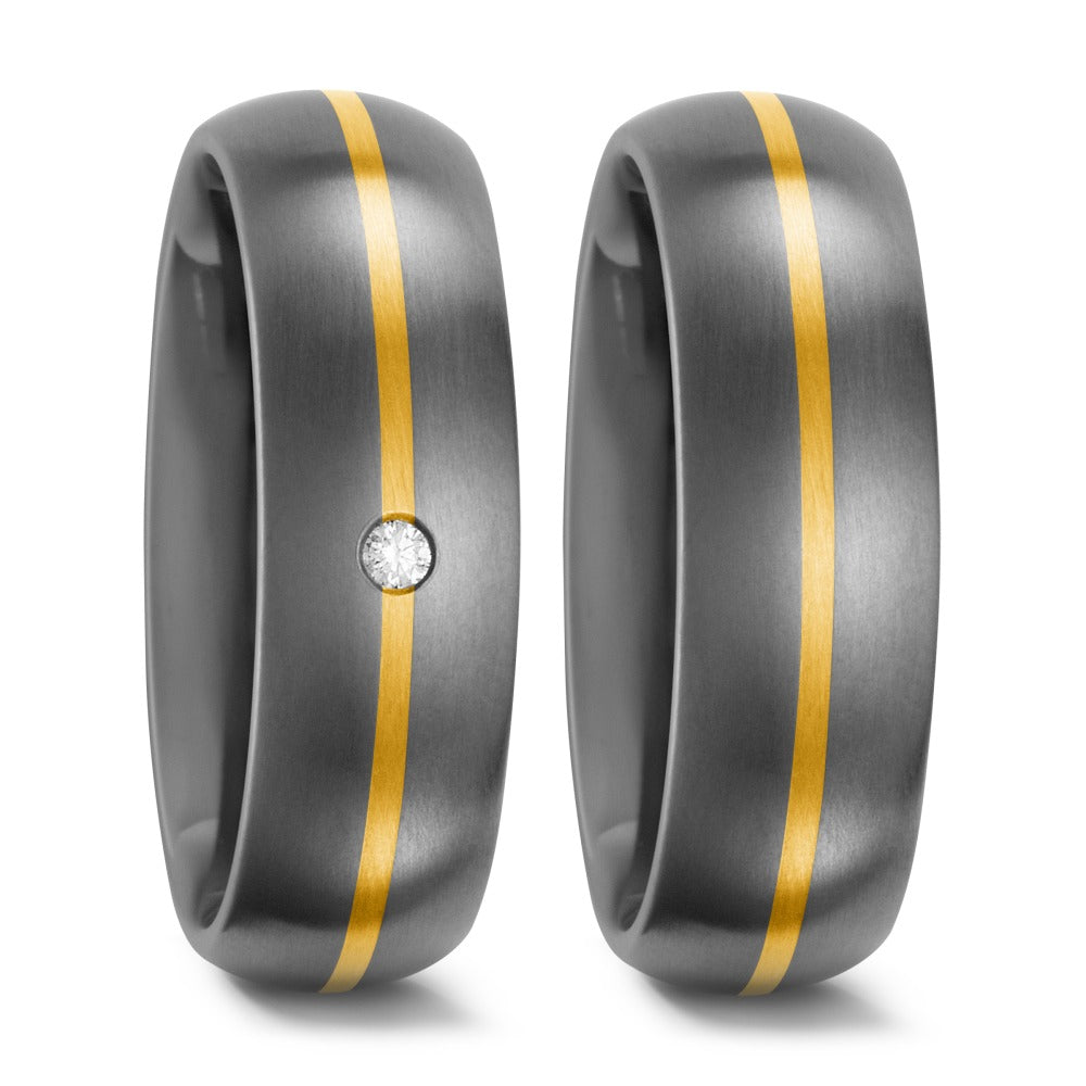 Wedding Ring Titanium, 18k Yellow Gold