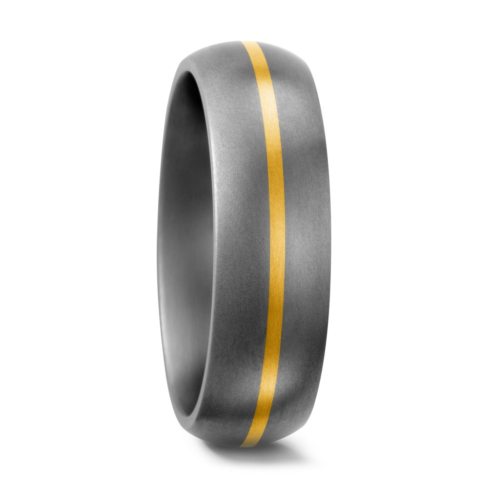 Wedding Ring Titanium, 18k Yellow Gold