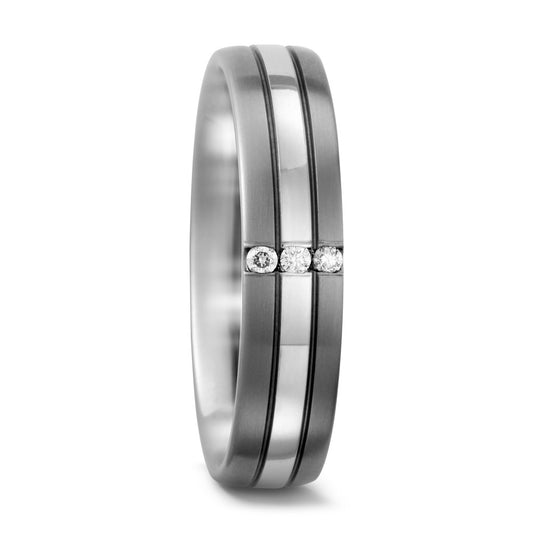 Wedding Ring Titanium, Palladium 950 Diamond White, 0.06 ct, 3 Stones, w-si