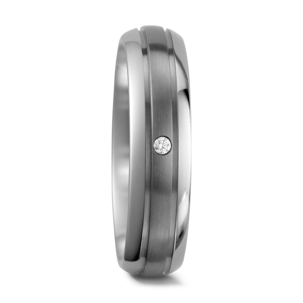 Wedding Ring Titanium Diamond White, 0.02 ct, w-si