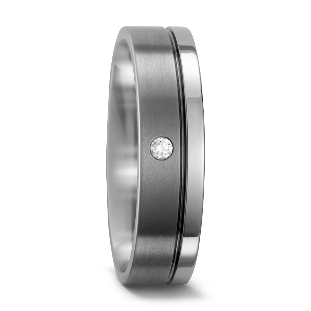 Wedding Ring Titanium Diamond White, 0.03 ct, w-si