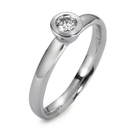 Solitaire ring 18k White Gold Diamond White, 0.15 ct, si Rhodium plated