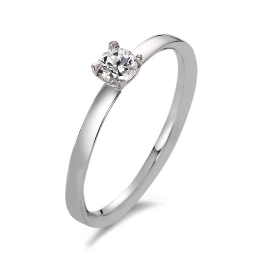 Solitaire ring 9k White Gold Moissanite 4 mm