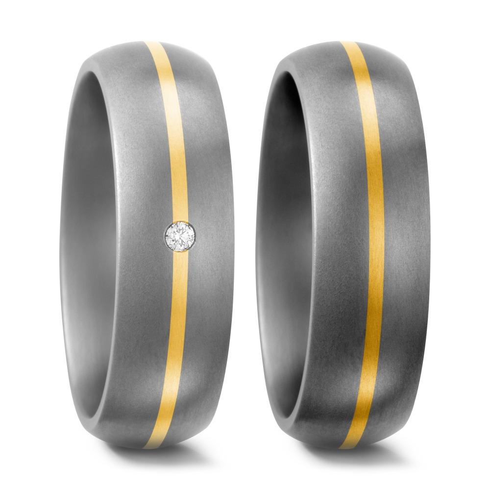 Wedding Ring Titanium, 18k Yellow Gold