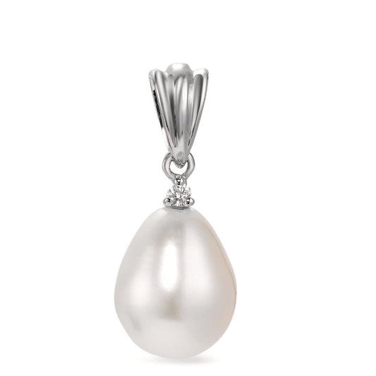 Pendant 18k White Gold Diamond White, 0.015 ct, si Freshwater pearl