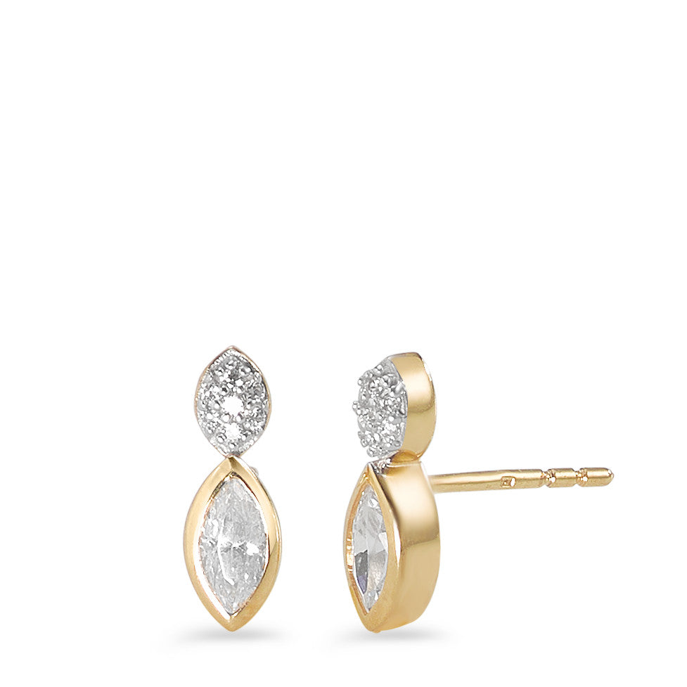 Drop Earrings 9k Yellow Gold, 9k White Gold Zirconia White, 16 Stones