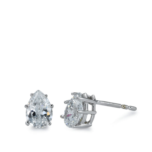 Stud earrings 9k White Gold Zirconia White, 2 Stones