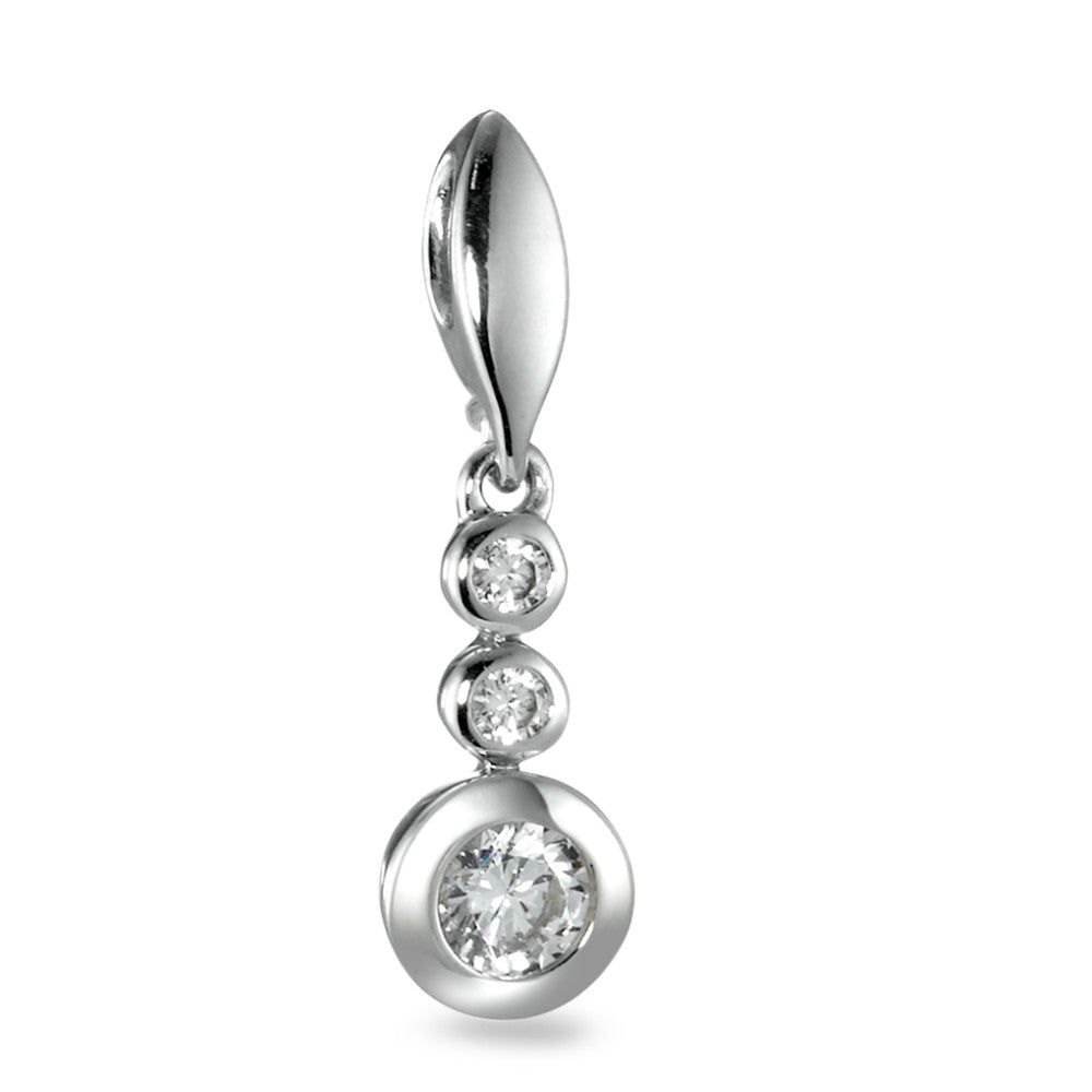 Pendant Silver Zirconia White, 3 Stones Rhodium plated