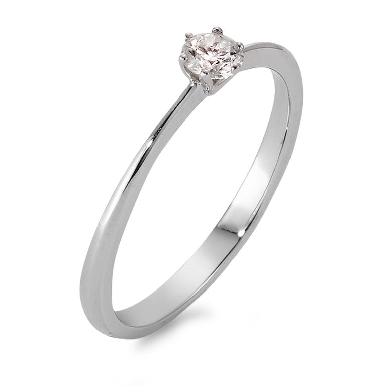 Solitaire ring 18k White Gold Diamond 0.13 ct, w-si