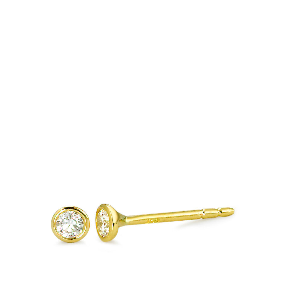 Stud earrings 18k Yellow Gold Diamond 0.10 ct, 2 Stones, w-si Ø3 mm