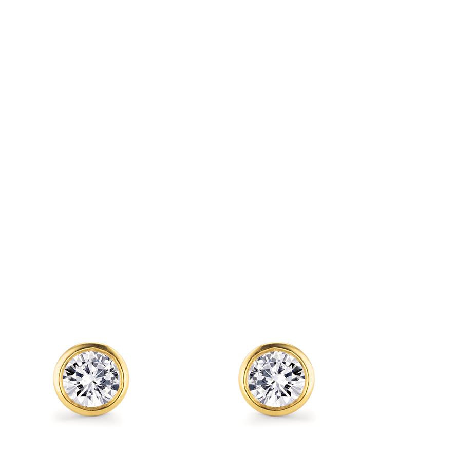 Stud earrings 18k Yellow Gold Diamond 0.20 ct, 2 Stones, w-si Ø4 mm