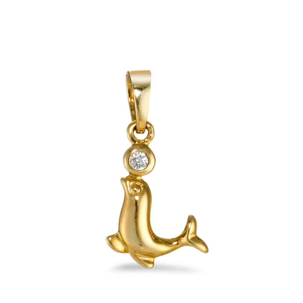 Pendant 9k Yellow Gold Zirconia 2 Stones