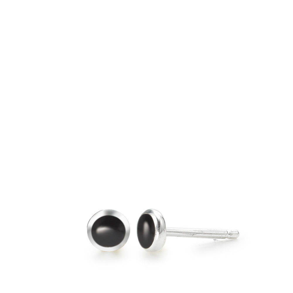 Stud earrings Silver Onyx Black, 2 Stones Ø4.5 mm