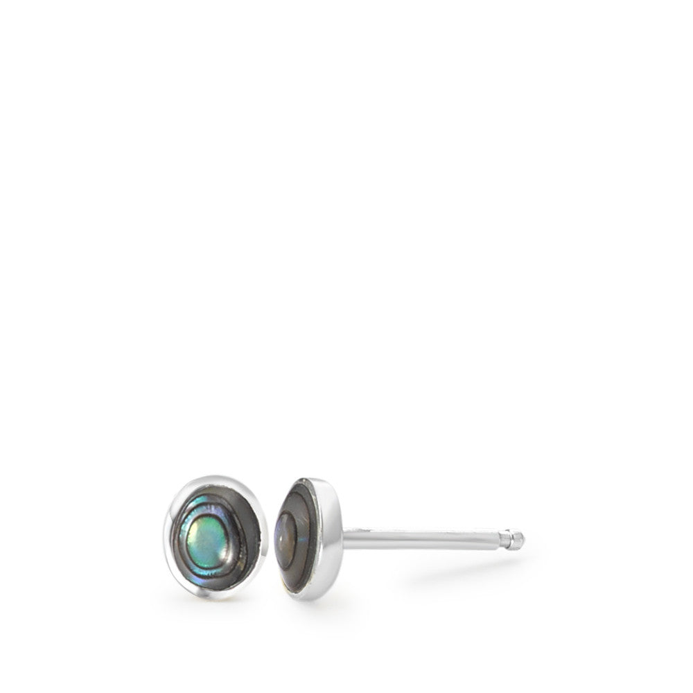 Stud earrings Silver Abalone 2 Stones