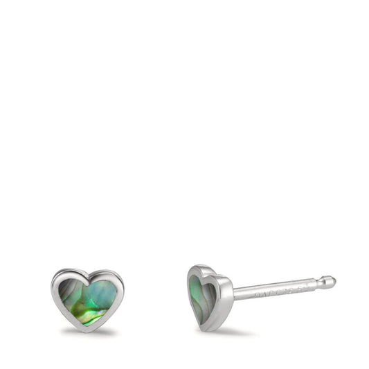 Stud earrings Silver Abalone Heart